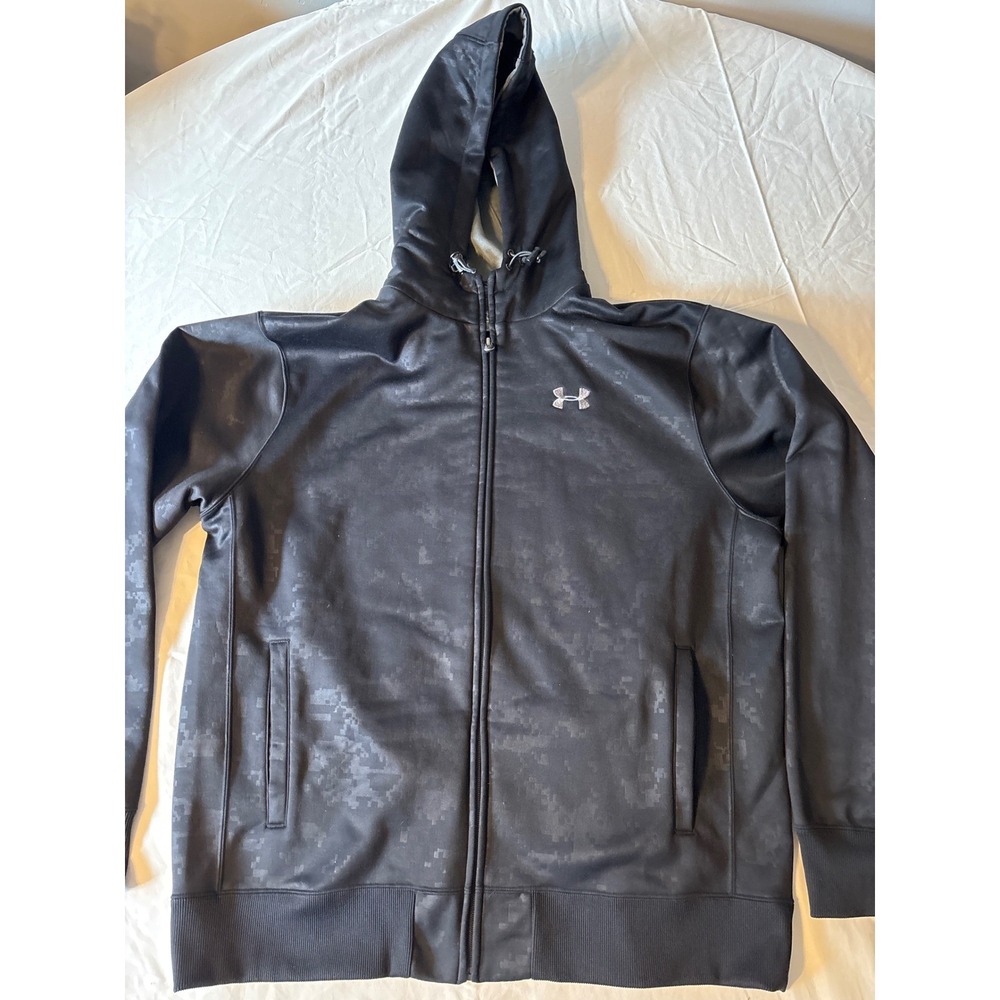 Under‎ Armour Full Zip Hoodie Mens Large Black Digital Camo Athletic